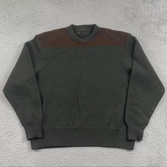 Woolrich Other - Woolrich Wool Knit Vintage Green Pullover Sweater Men’s‎ XL Suede Padded Outdoor